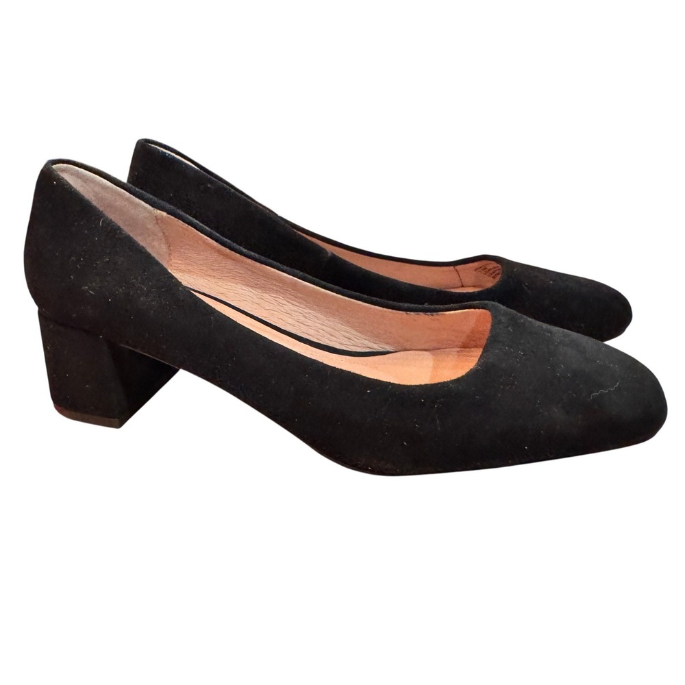 J Jill Black Suede Block Heel Pumps Shoes Women 7.5 classic elegant square toe